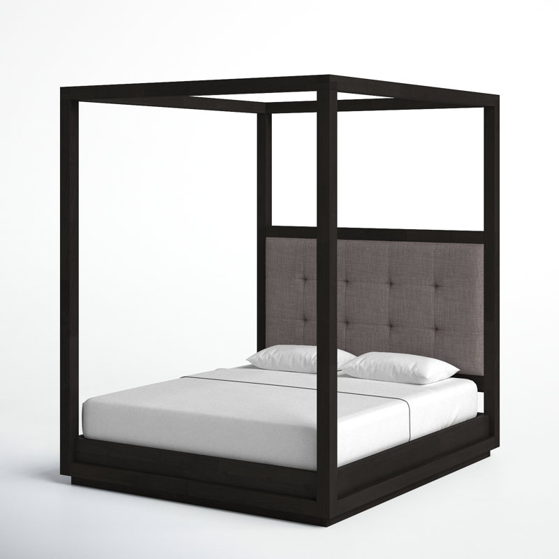 Eloise Upholstered Canopy Bed, King, Bella Gray