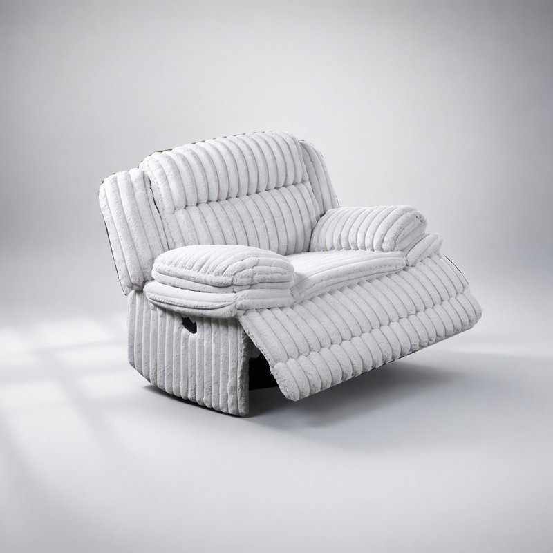 Fauteuil inclinable et oscillant luxueux en velours côtelé gris clair pour un confort et un style ultimes dans les salons