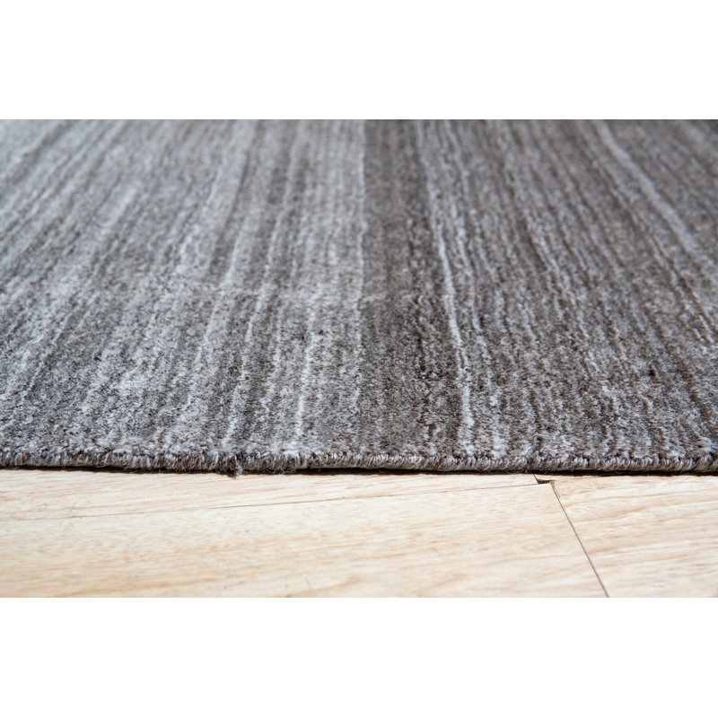 Gray Handloomed Wool Subtle Ombre Stripes Geometric Modern Contemporary Carpet Rug, 8' x 10'