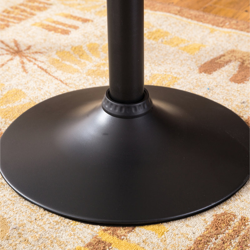 Table de tabouret de bar ajustable en métal noir, plateau rond de 24 po de diamètre, coin salon extérieur moderne noir, pieds, plateau
