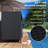 Outdoor Storage Cabinet With Acacia Wood Top, Two Doors, Shelf, Wicker Bar Table For Pool Towel Storage, Black-2071902896