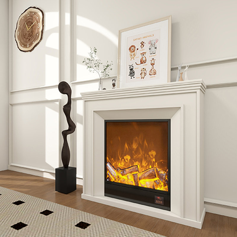 Foyer électrique blanc en bois massif, H 39,37 po x l 39,37 po x P 13,78 po
