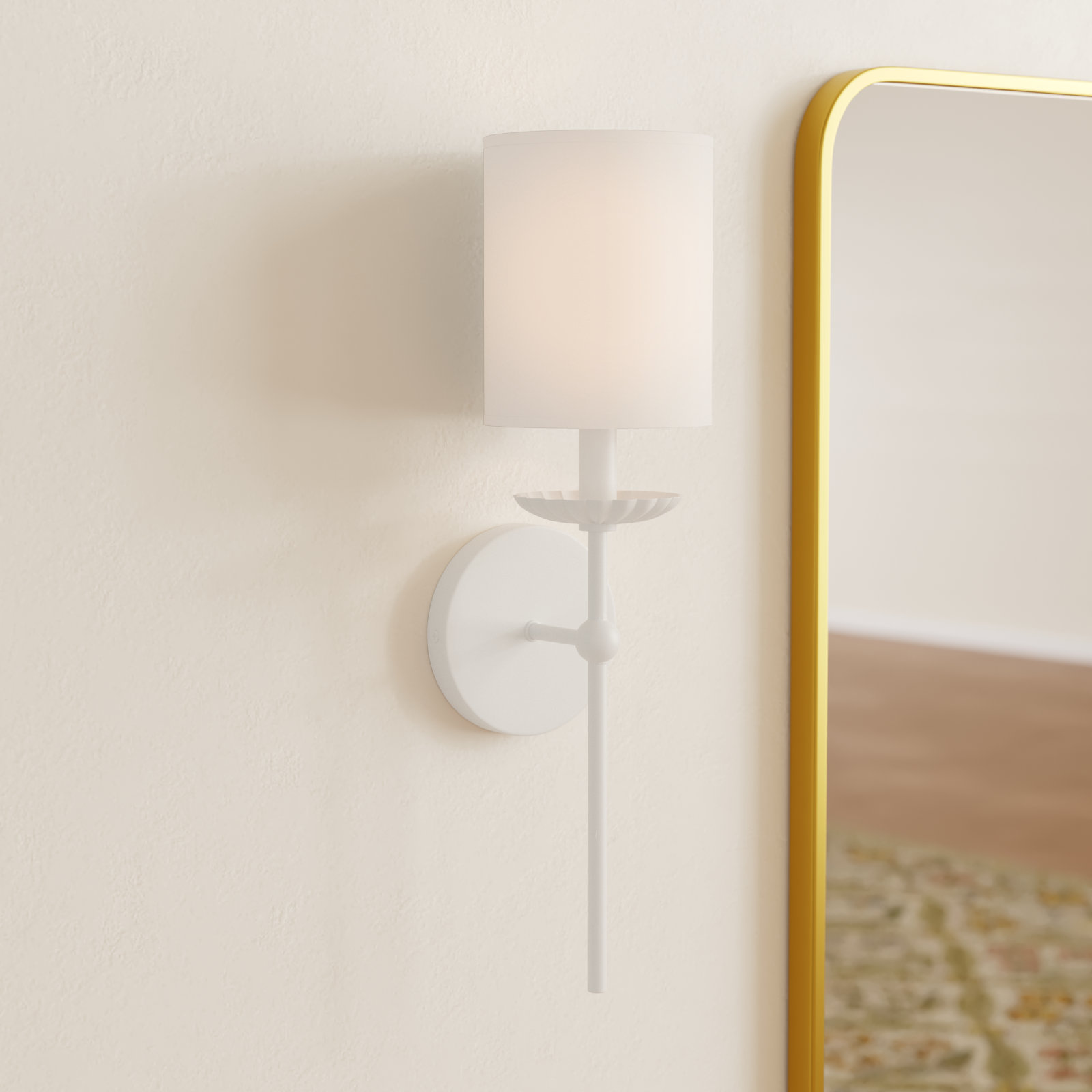 Olivette Single Light Dimmable Wall Sconces, White, White