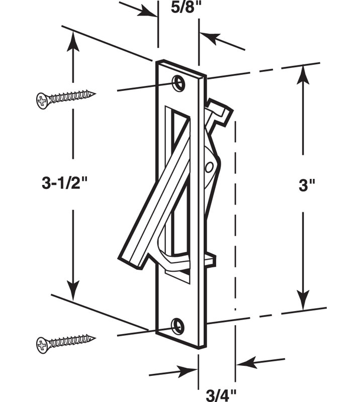Pocket Door Flush Edge Pull, Polished Brass, Fasteners Included (Single Pack)