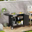 Chariot de barbecue multi-usage avec évier et rangement pliable, table de travail en métal, roulettes pour la pelouse, acier inoxydable 304, système de drainage, plateau de table facile à nettoyer, armoire de cuisine, roulettes à 360 °,