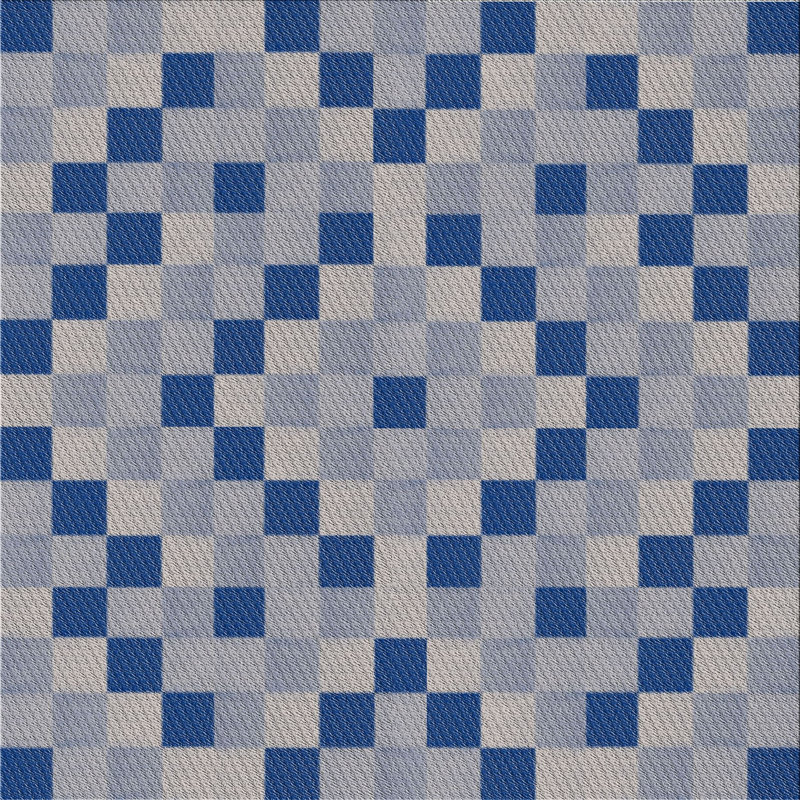 Tapis bleu/gris à motifs, Carré 5 pi