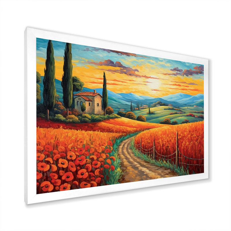 Valley Getaway I - Imprimé, Cadre simple blanc, H 34 po x l 44 po x P 1,5 po
