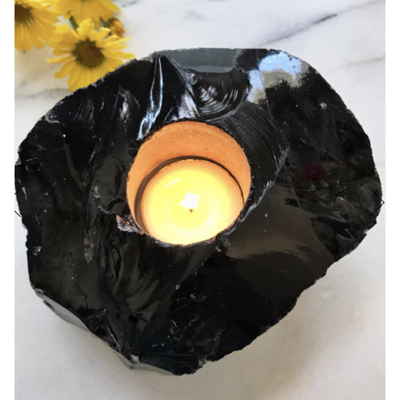 Porte-bougie en cristal Obsidian