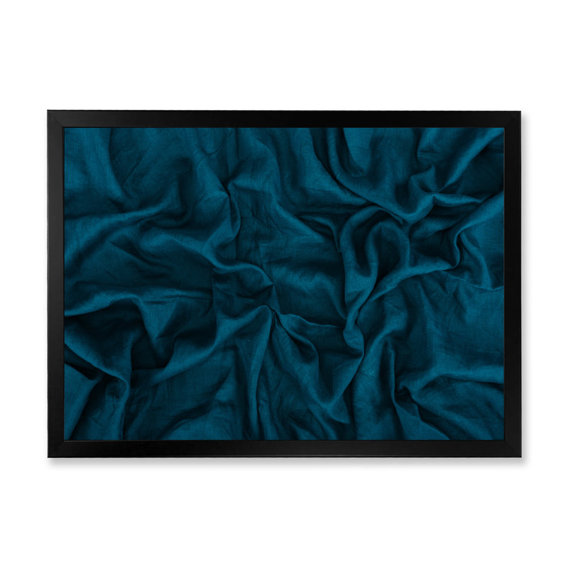 Lin bleu foncé - reproduction sur toile avec cadre flottant, H 12 po x l 20 po x P 1 po, Cadre noir