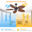 50" 5-Tropical Palm Leaf  outdoor Ceiling Fans With Remote And not Lights-1046477704