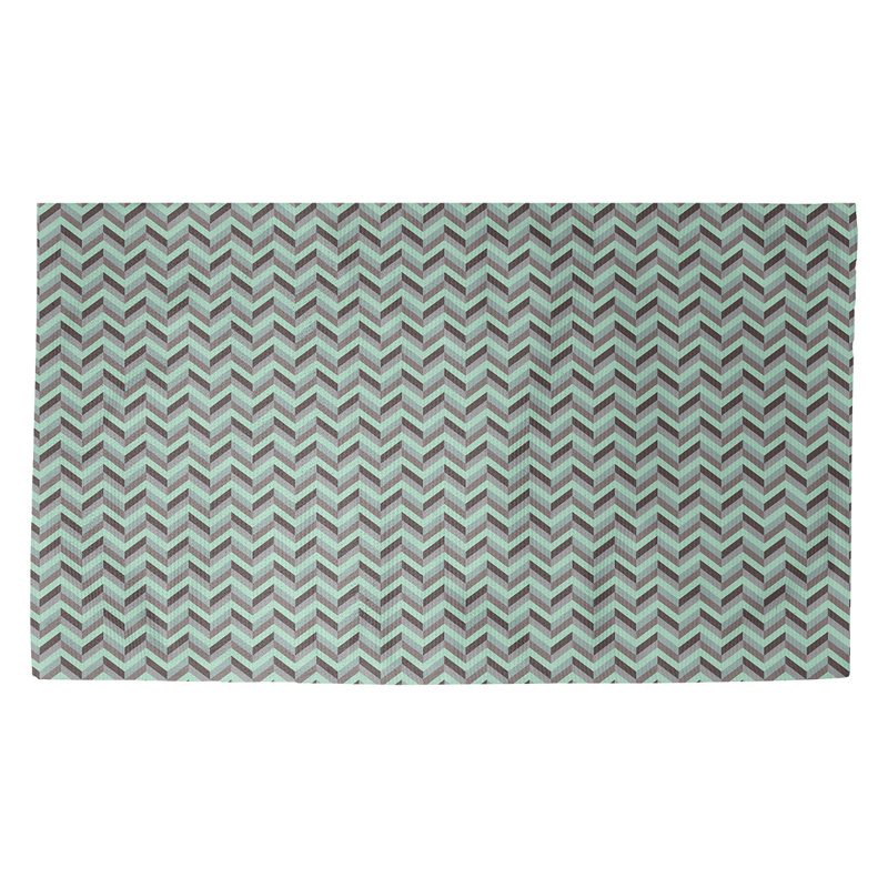 Tapis de porte à chevrons Avicia, Rectangle 5 pi 2 1/2 po x 7 pi 2 po, Noir / blanc cassé