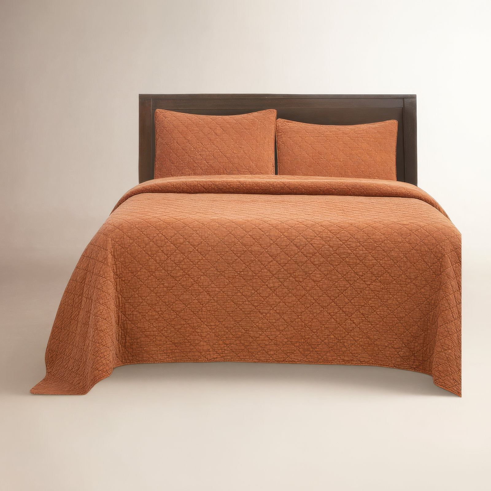 Bostwick Stonewashed Cotton Gauze Solid Color Classic Casual Modern Rustic Quilt, Queen Quilt, Sable