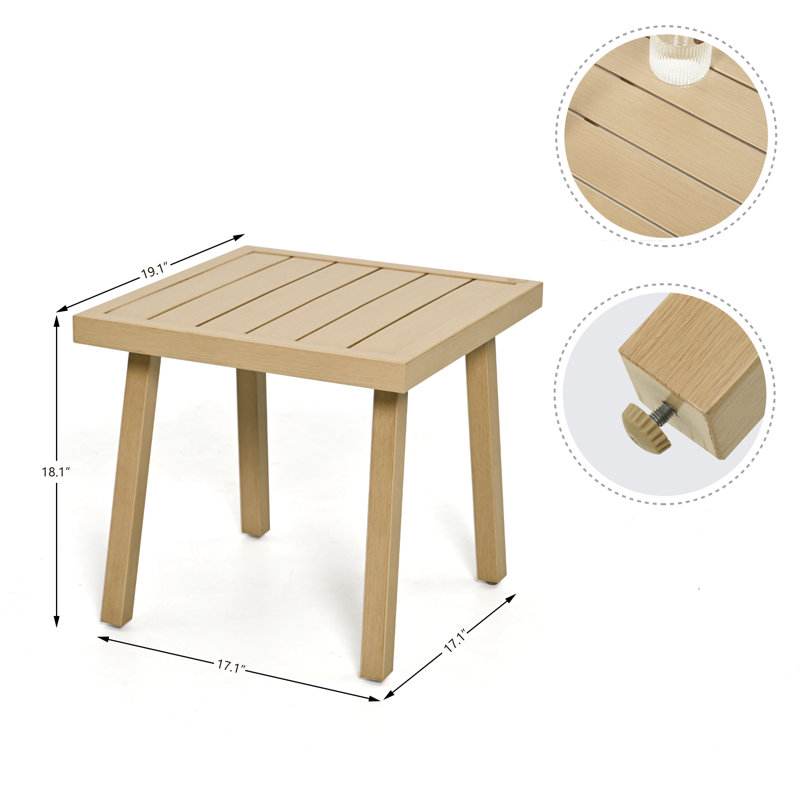 Nevim 1 Piece Aluminum Outdoor Table with Hand-painted Frame, Beige