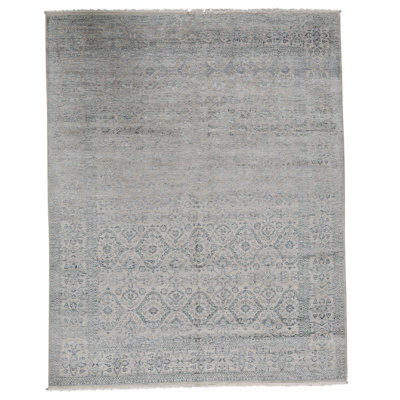 Oriental Area Rug in Silver/Aqua