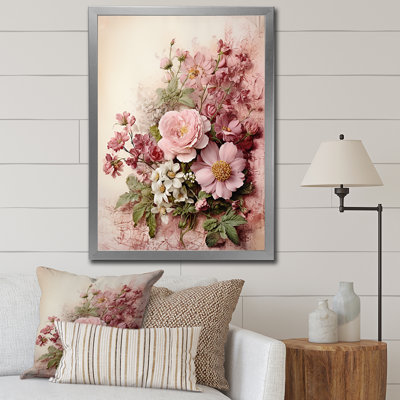 " Blossoming Pink Rose Rustic Bouquet "