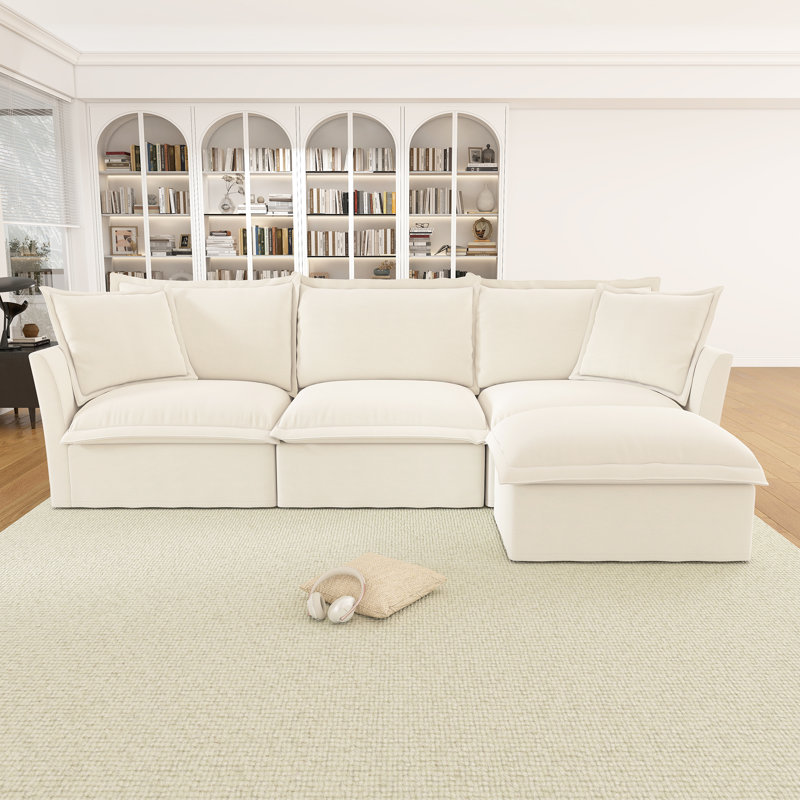 Grand canapé moderne et confortable, Chenille blanche