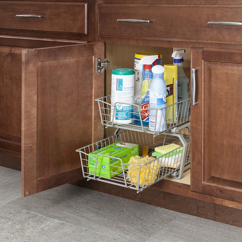 Two-Tier Nickel Pull Out Cabinet Organizer, 12.11"