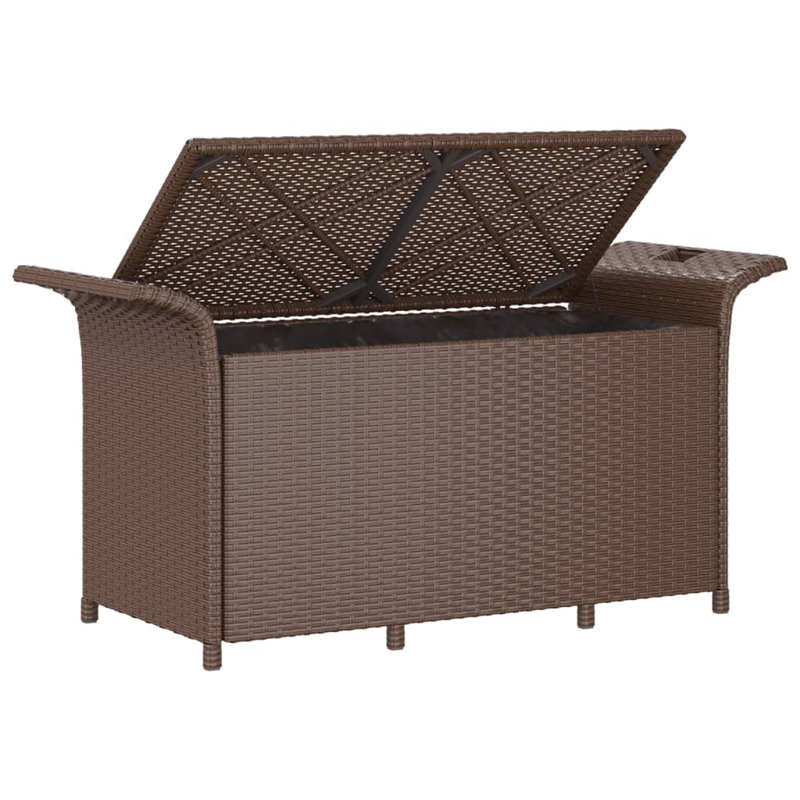 Garden Bench with Cushion Poly Rattan, Brown