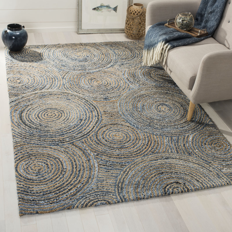 Tapis en jute / coton tissé à la main Abhay, Rectangle 4 pi x 6 pi