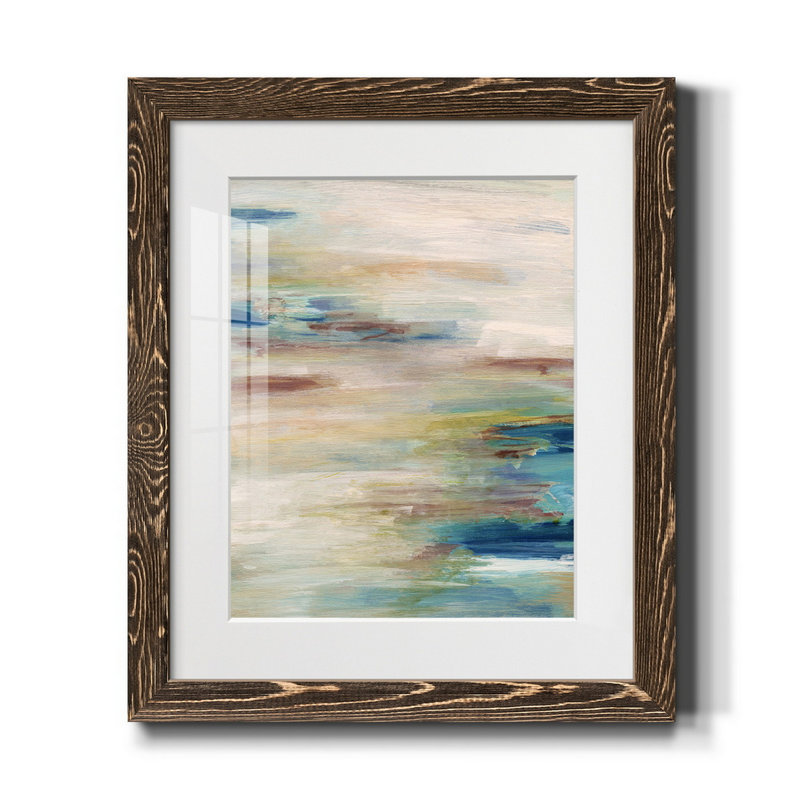 " Tranquil Ocean I ", 24" H x 18" W x 1.5" D, Walnut Framed Paper, White