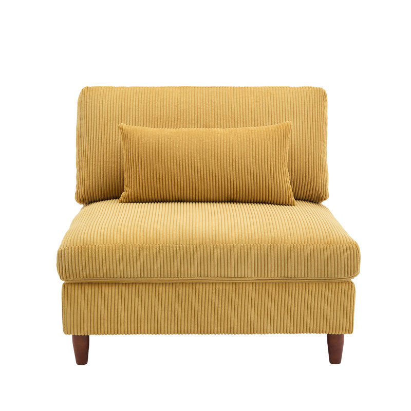 Seemab 102.1Cm Wide Slipper Chair, Orange Corduroy