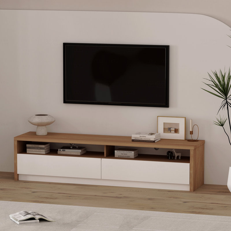 Meuble télé en érable et blanc cassé