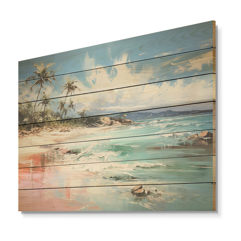 Green Green Beach Escape III - Tropical côtier sur bois, H 24 po x l 32 po x P 0,78 po