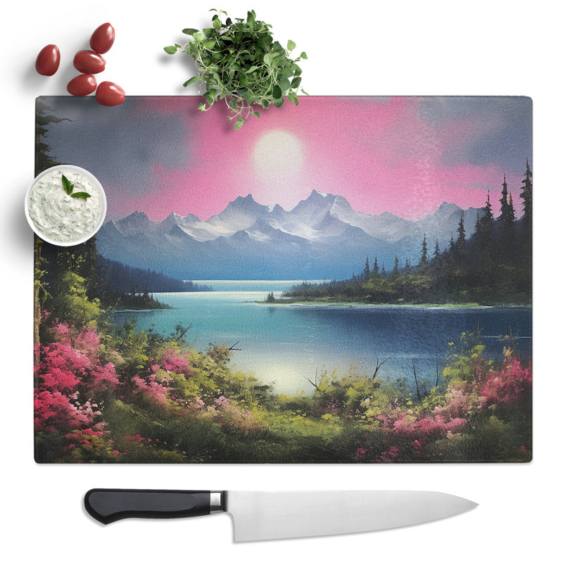 Lake Photograph 8K No.2  Glass Chopping Board
