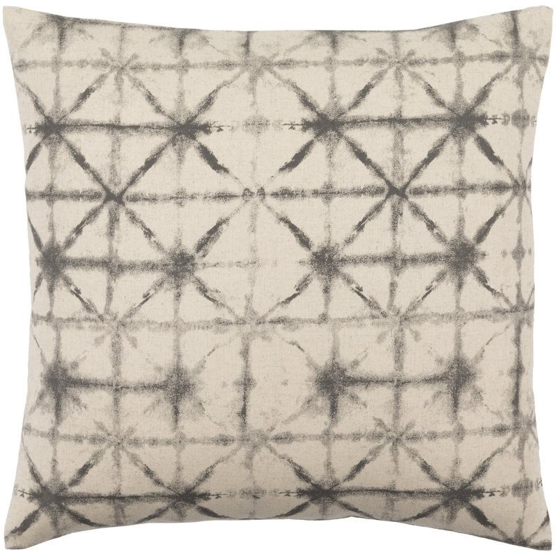Middleton Geometric Linen Throw Pillow, 22" H x 22" W x 4" D, Charcoal/Beige