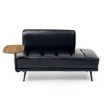 55"Inch Width Modern End of Bed Bench, Faux Leather Upholstered With side table, 360-degree Swivel tray couch