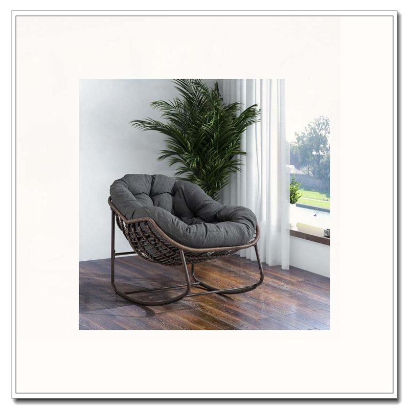 Chaise berçante d'extérieur en rotin, Gris