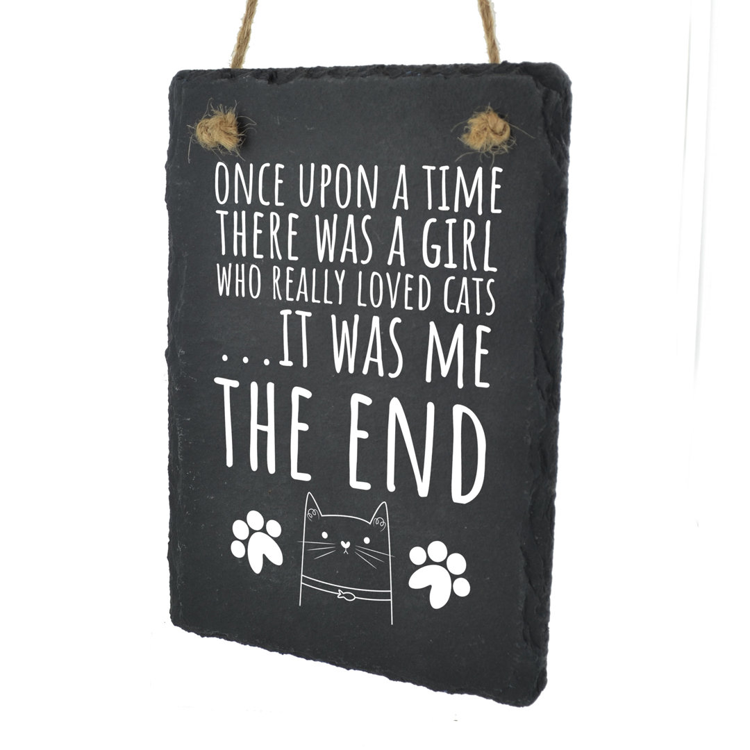 Hecht Girl Loved Cats Slate Plaque Wall Décor