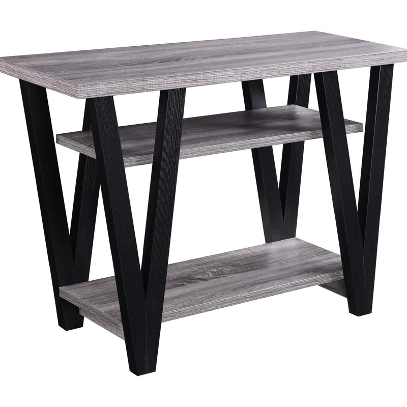 Charming Grey And Black Console Table For Living Room Decor Stylish Rectangular In With Functionality Feature