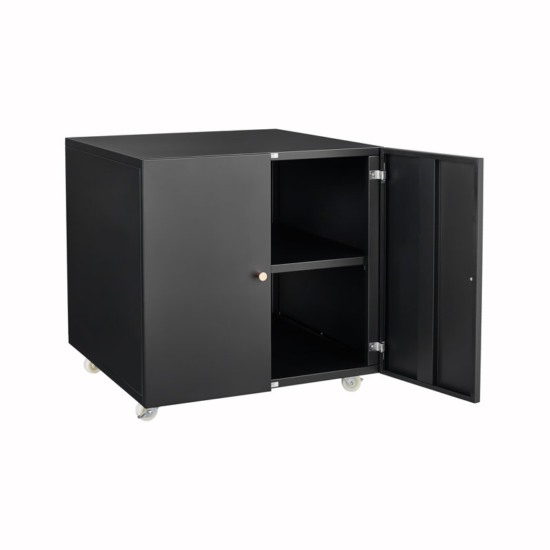 23.62'' H x 23.62'' W Printer Stand with Wheels, 23.62" H x 23.62" W x 23.62" D, Black