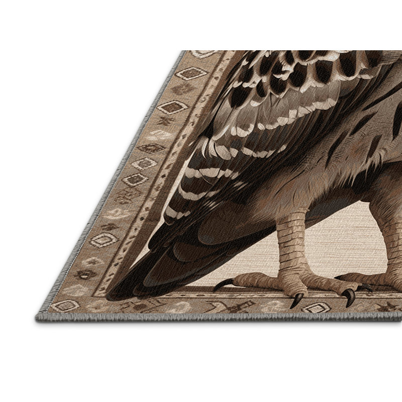 Washable Eurasian Sparrowhawk Birds Area Rug, Square 3'
