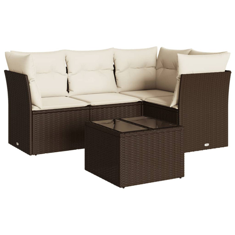 Ensemble de canapé de jardin Vidaxl brun et blanc crème
