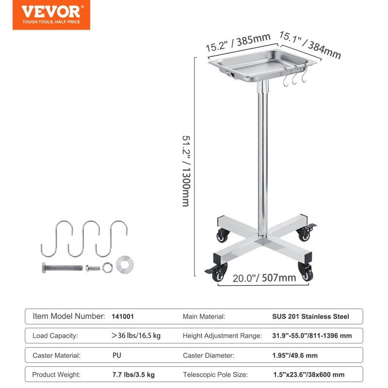 51.2 in. H x 20 in. W Utility Cart