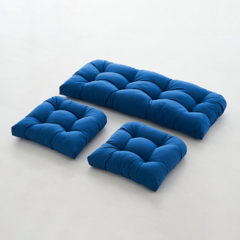 Ensemble de 3 coussins d'extérieur pour causeuse, Bleu