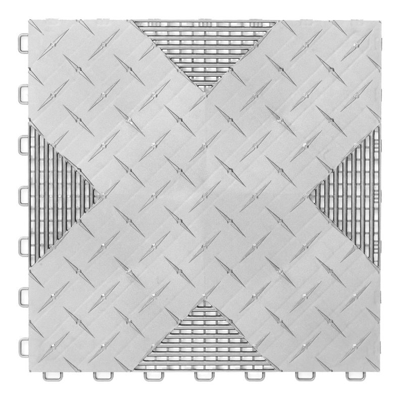 FlooringInc 48'' W x 60'' L Garage Flooring Tiles, Silver