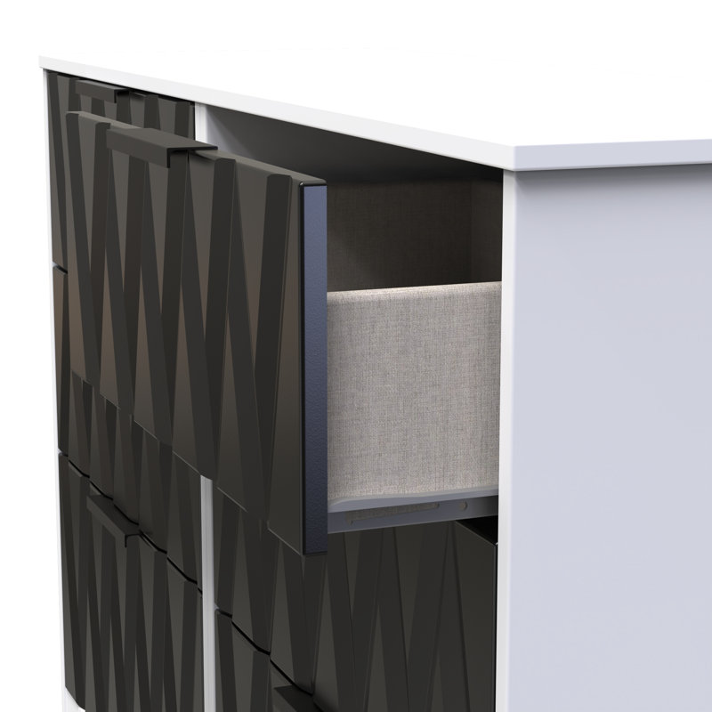 Besmir 6 Drawer Wide Chest (Ready Assembled), Deep Black/White