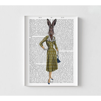 Rabbit In Mustard Dress, Magazine Waiting Room Decor, Framed Bunny Decor, Quirky Friend Birthday Gift Idea, Rabbit Farm Decor