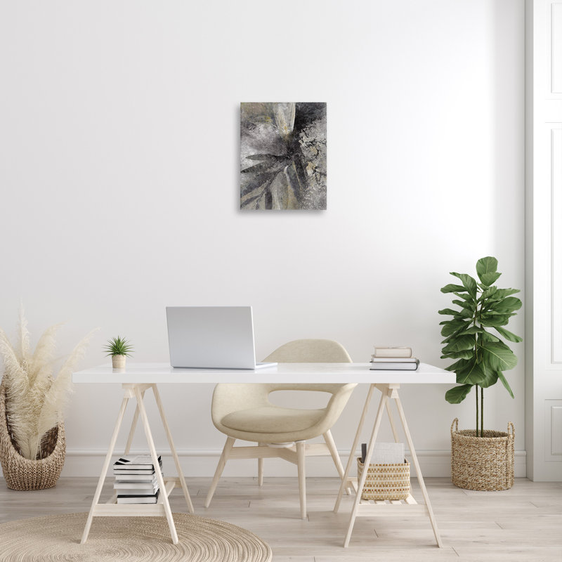 «Ay-867-Canvas Gray Abstract Botanical» par Blursbyai, reproduction, H 20 po x l 16 po x P 1,5 po