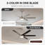 Nickel brossé 62 po Ventilateur de plafond intérieur à 6 vitesses à changement de couleur intégré