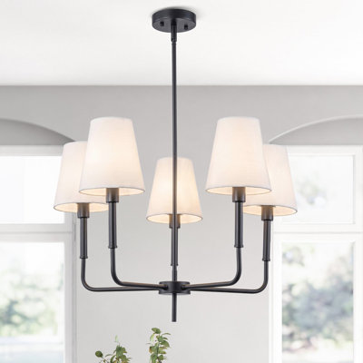 Lustre 5 lumières avec abat-jour en tissu