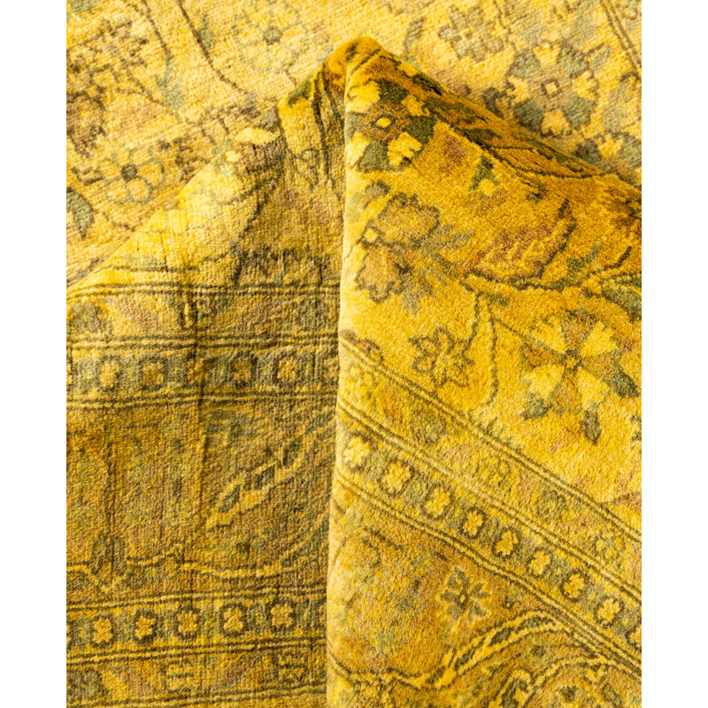 Overdyed Hand-Knotted Wool Modern-Contemporary Yellow Area Rug 3' 2" x 5' 5"