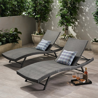 Chaise d'extérieur avec sièges inclinables réglables, cadre en fer et cadre gris