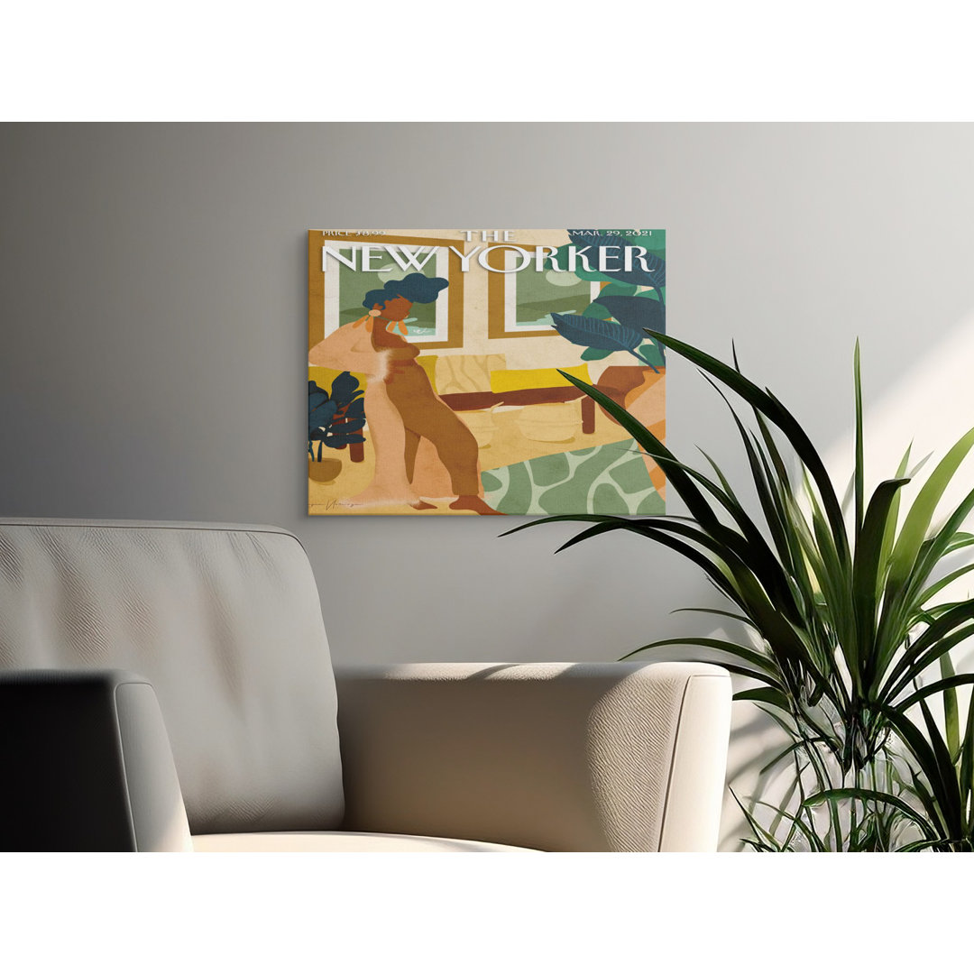 Modern Abstract Black Woman Art Canvas, Bohemian Cozy Home Decor Wall Art Print, Tropical Serene Illustration Canvas