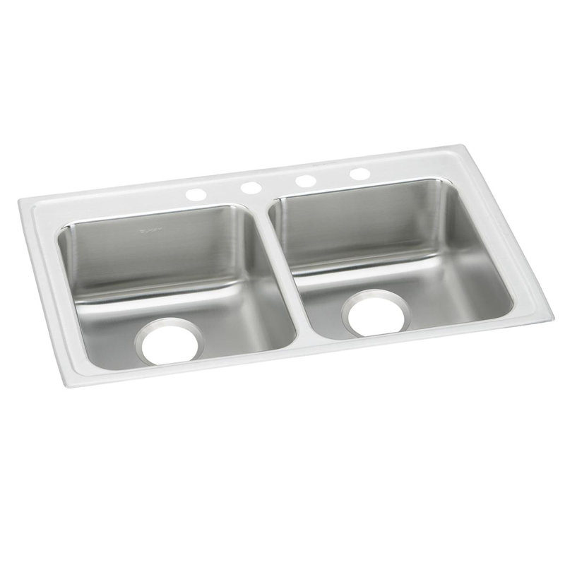 Lustertone 29" L x 22" W Double Basin Drop-In Kitchen Sink, 5 hole, 5.38"