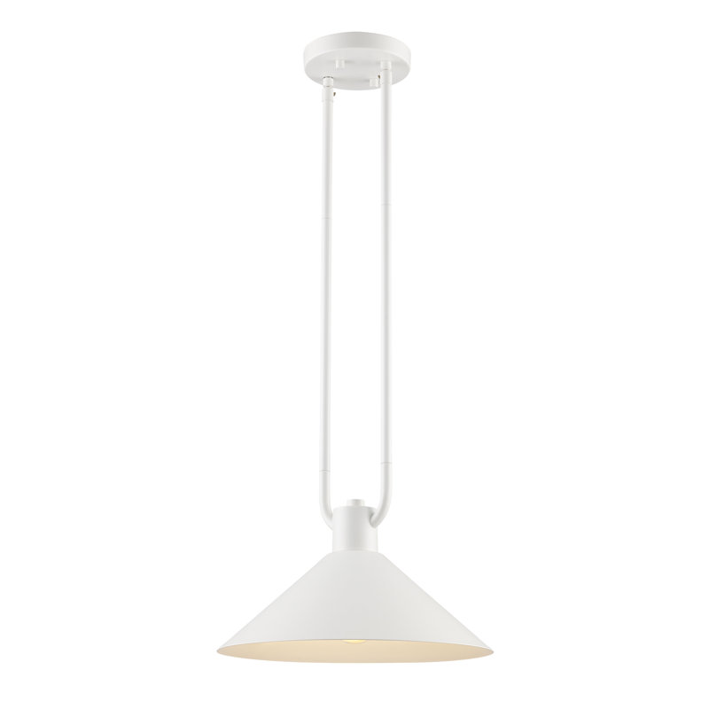 Luminaire suspendu industriel Fayra, Blanc, H 10,25 po x l 12 po x P 12 po