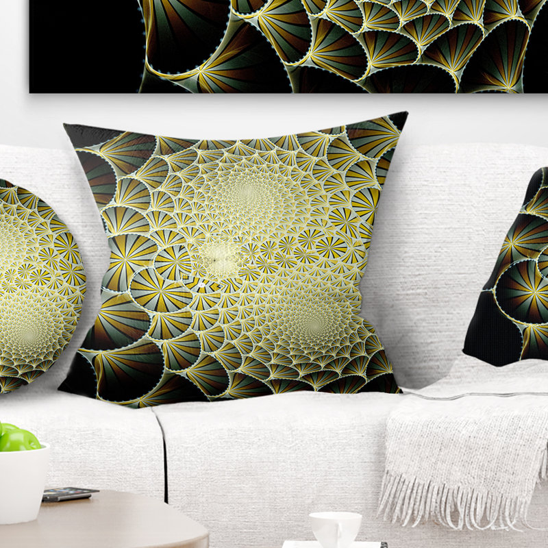 Coussin de conception fractale unique et symétrique floral, 16 po x 1 po, Coussin décoratif